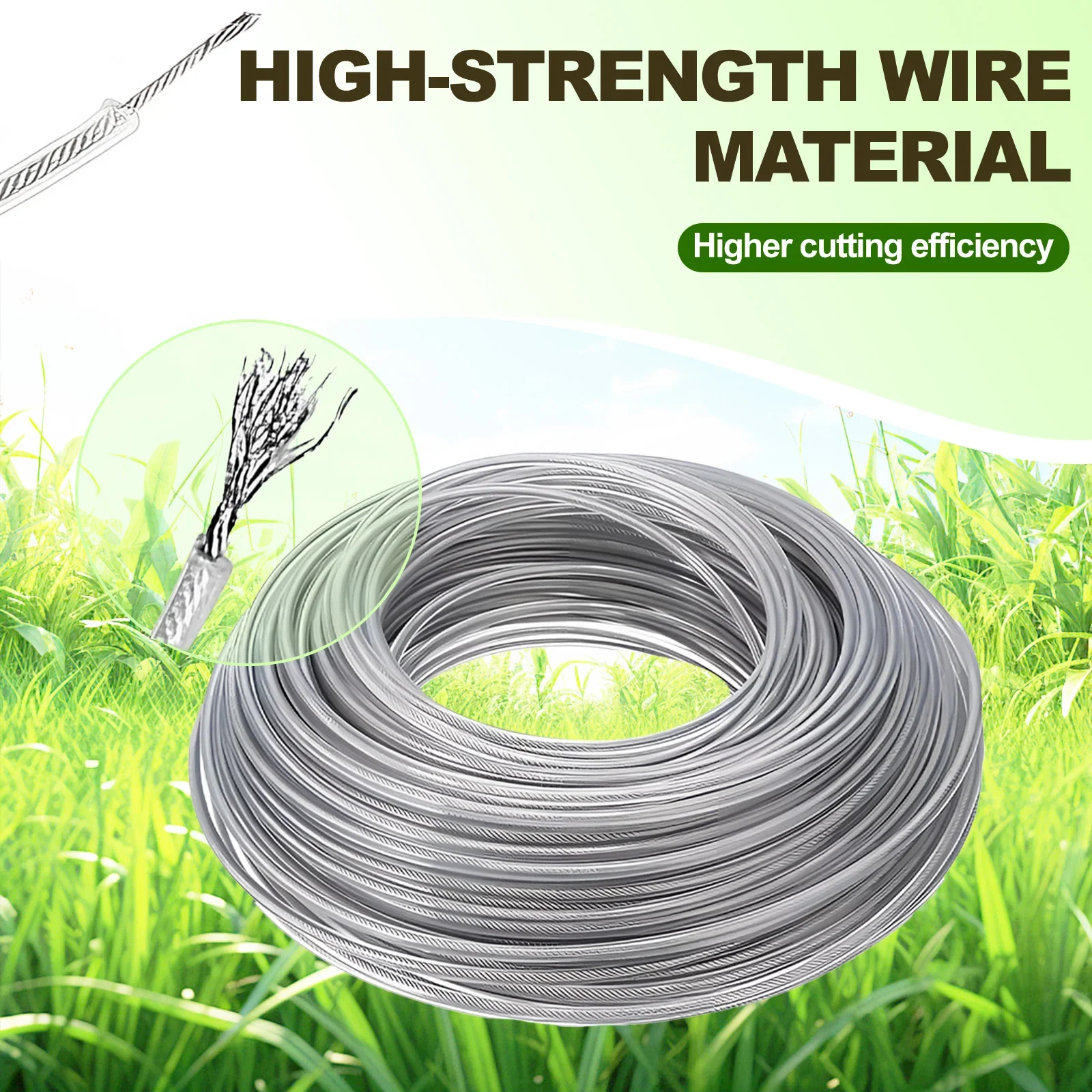 15m * 2,4mm/2,7mm/3mm/4mm hilo de corte de césped cortador de cepillo de alambre cuerda de hilo accesorios de cortadora de césped de acero reemplazo de cortacésped