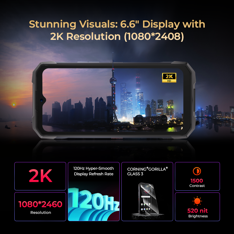 Hotwav hyper 7 5g telefone robusto 6.6 ''fhd + 2k display 10800mah telefone móvel 280lm 64mp smartphone 8gb 256gb android 14 celular