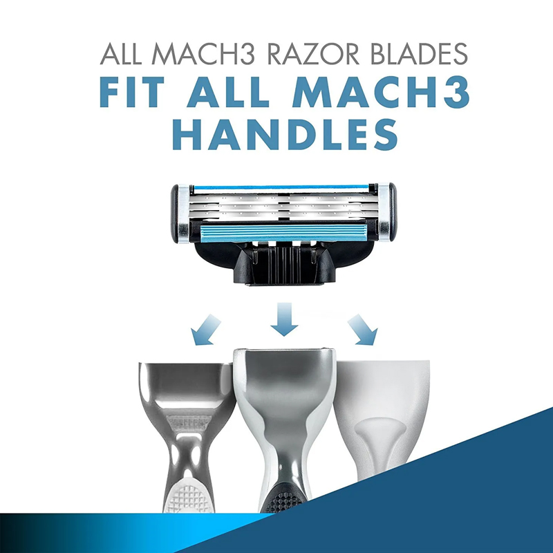 Gillette Mach3 Razor Blade for Men Shaver Head Refills Cartridges with Lubrication Strip 3 Layres Blades Fast Cutting Face Beard