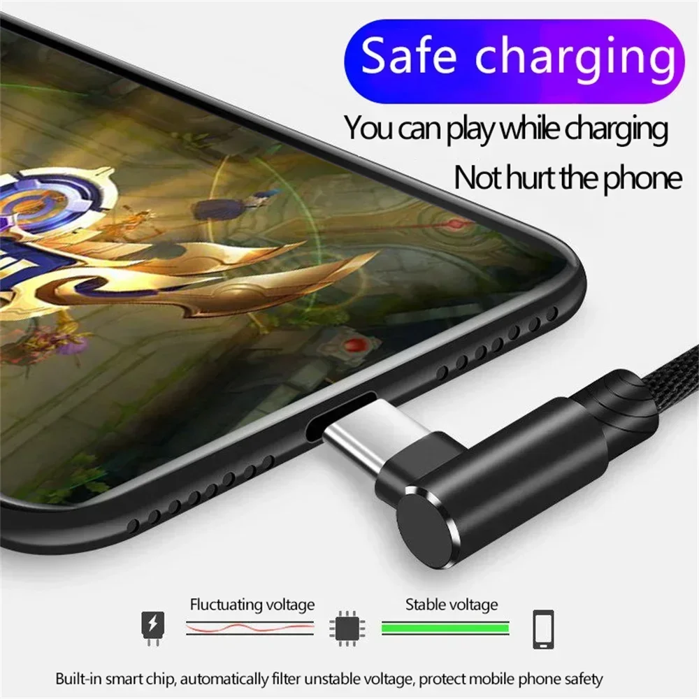 40 W 5A USB Naar Type C Snel opladen Weave Datakabel 90 Graden Telefoon Oplader Kabel Voor iPhone Xiaomi Redmi Huawei USB Oplaaddraad