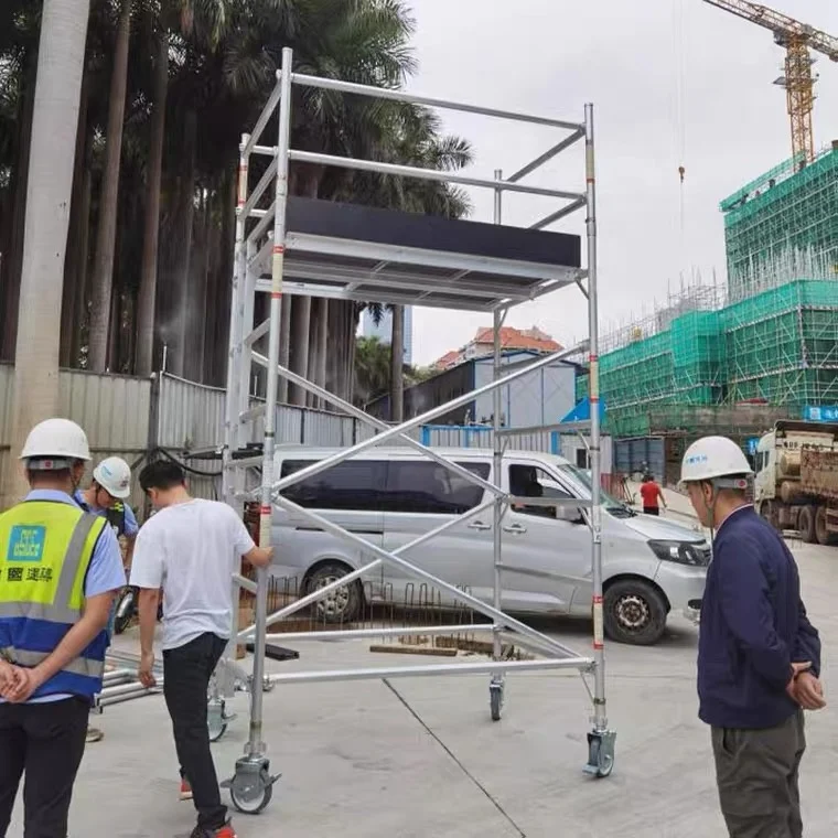 Top Rated Certification Double Width Aluminum Tower Portable Work Platform Scaffolding Platform