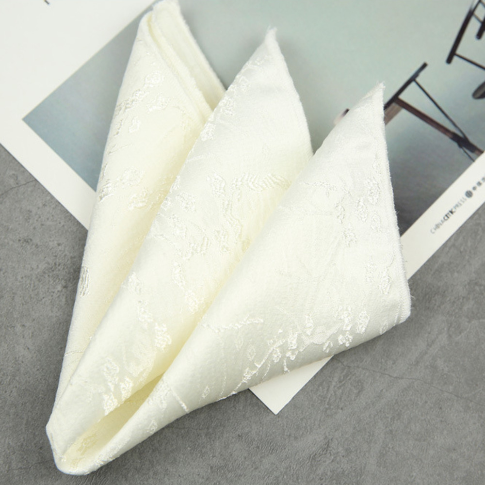 Black White Pocket Square Dark Flower Pattern Solid Color Handkerchief Men Suit Business Chest Scarf Polyester Wine Hanky Cravat