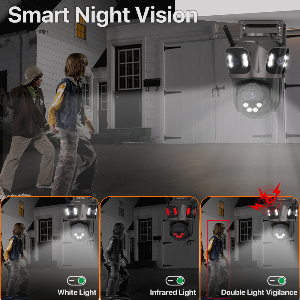 6K HD Outdoor Wifi PTZ-camera Drie lenzen 4K Dual Screen IP-camera Auto Tracking Kleur Nachtvideobewaking CCTV P2P iCsee