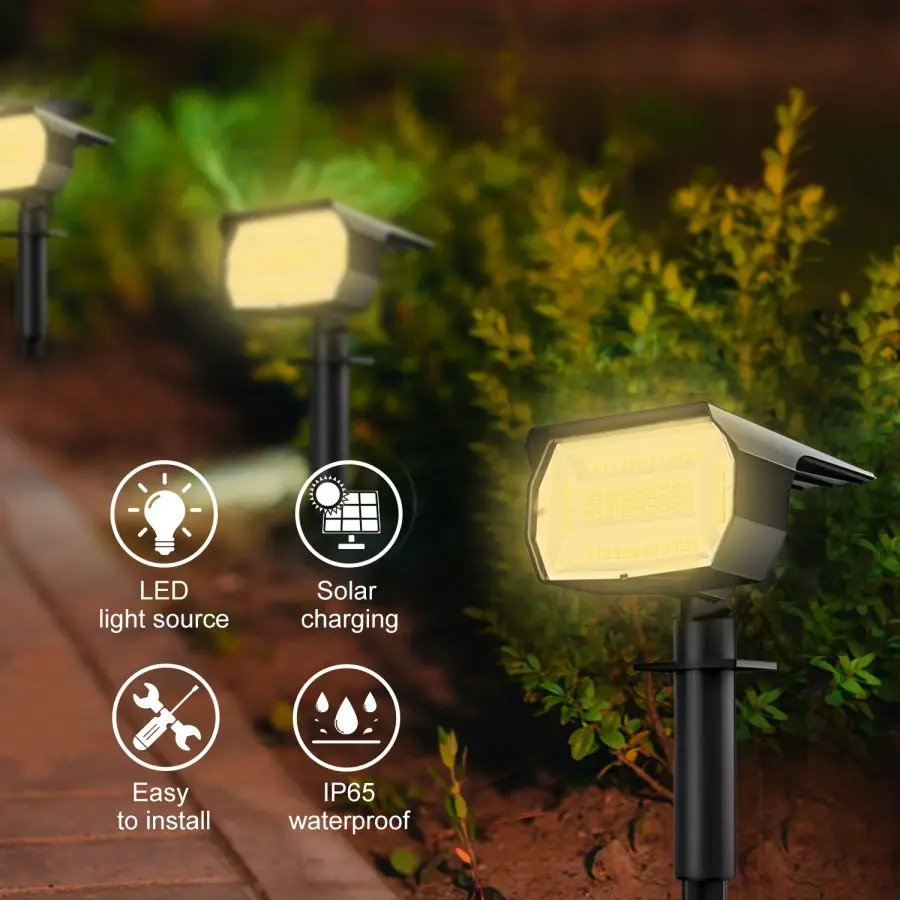 1/2/4PCS 태양 스포트 라이트 68/72 LED 야외 정원 태양 풍경 스포트 라이트 방수 3 모드 벽 조명 문 뒷마당 차고