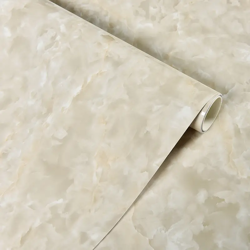 วอลล์เปเปอร์หินอ่อน, น้ำมันทนความร้อน self adhesive Wallpaper ทนสำหรับห้องครัว, เฟอร์นิเจอร์ตกแต่ง, หรูหราแชมเปญสีขาว