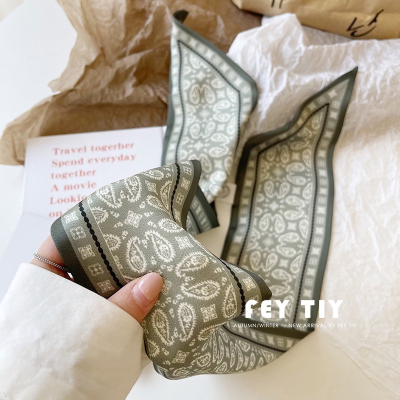 Set Serie Seide Satin Schal Frauen Tuch Haarbänder Kopfschmuck Zubehör Dame Schals Band Krawatten für Tasche Griff/4 stücke