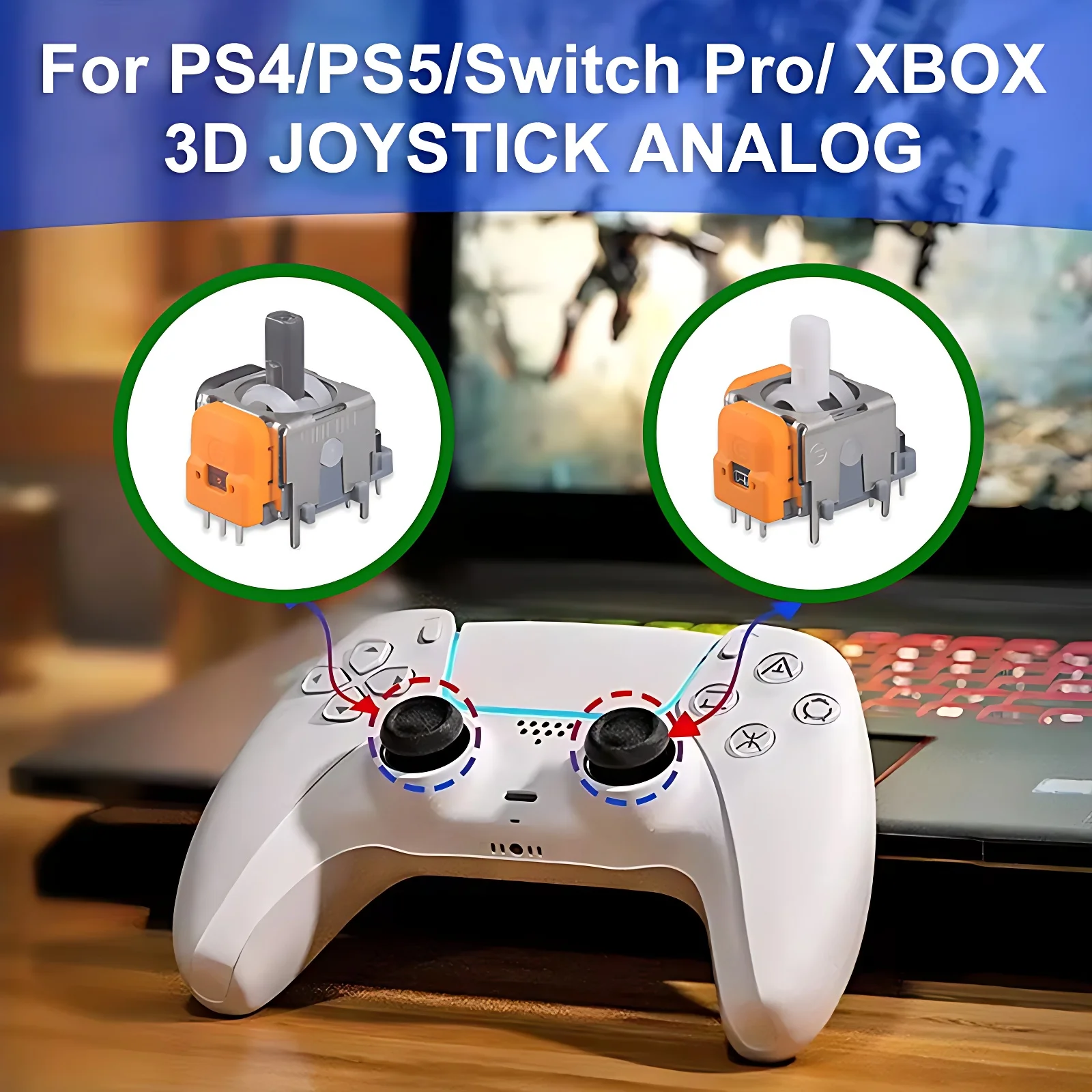 Modulo joystick ad effetto Hall da 2 pezzi per PS5/PS4/Switch Pro/XBox, modulo sensore analogico 3D ad alta precisione aggiornato, accessori per giochi