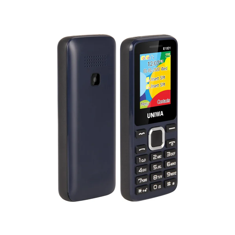 UNIWA E1801 Característica Teléfono con Pantalla de 1,77 Pulgadas Batería de 800mAh Doble SIM Radio FM Teléfono Celular para Hombre Elder Soporte Expansión TF