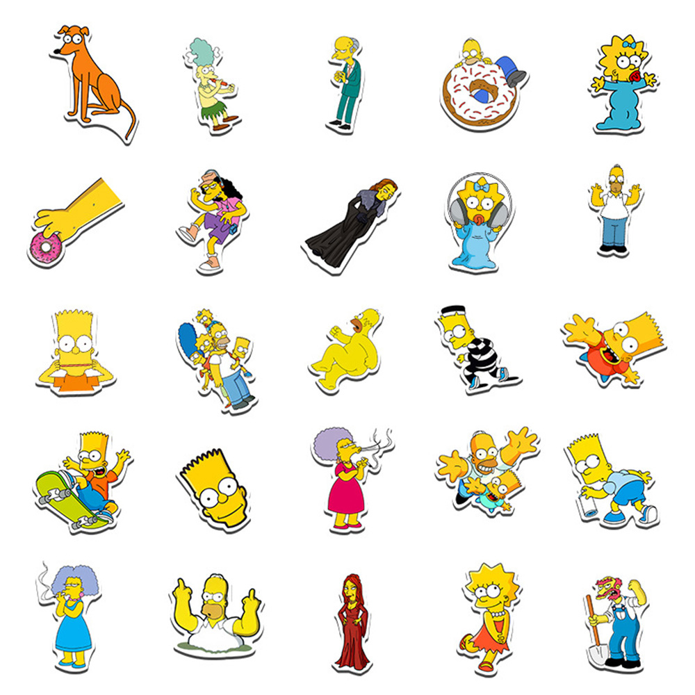 10/30/50 pçs legal os simpsons dos desenhos animados adesivos comédia família anime adesivo telefone bagagem portátil diversão graffiti decalques crianças brinquedos