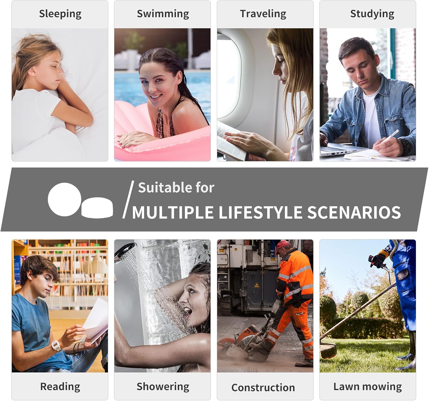 Soft Silicone Earplugs Wax Ear Plugs Reusable Noise Cancelling Gel Ear Plugs Waterproof Earbuds for Sleeping Flying Swimming