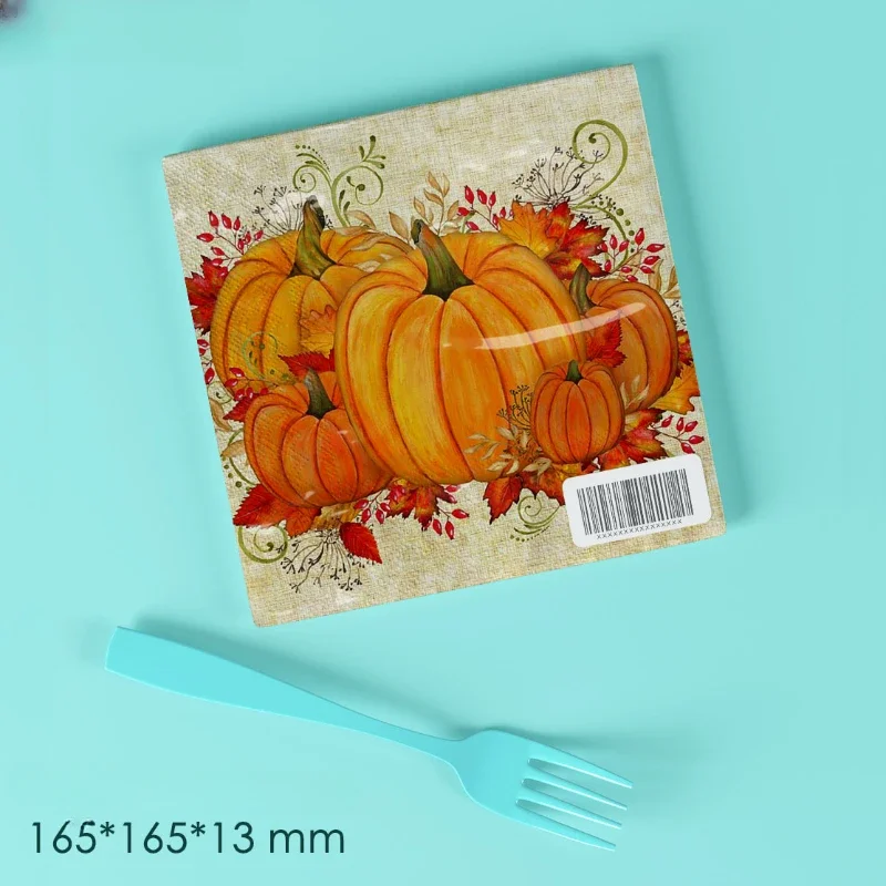 食品グレードの印刷されたティッシュペーパー、カボチャ、香りのない、お祝い、ハロウィーン、パーティー、33ナプキン、10個、20個