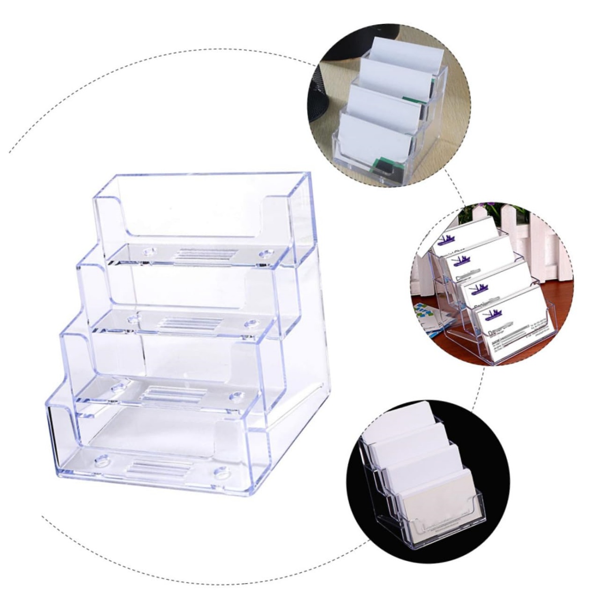 1PC 4-cell business card holder creative transparent card, storage box business volume, put business card box
