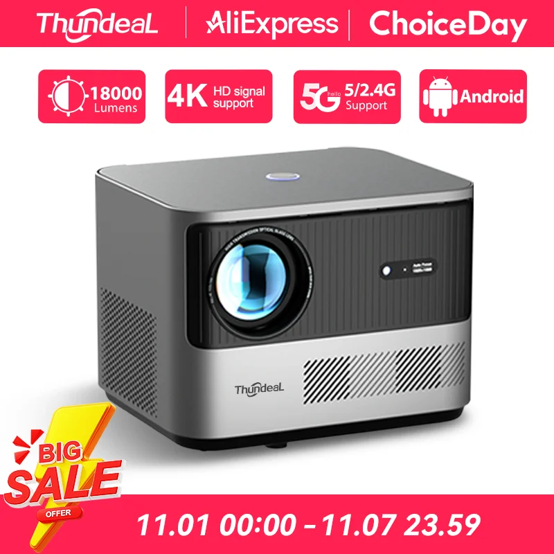 ThundeaL Full HD 1080P Projector TDA6W Auto Focus Smart Android WIFI LCD LED Video Home Theater Portable Projector Home Theater