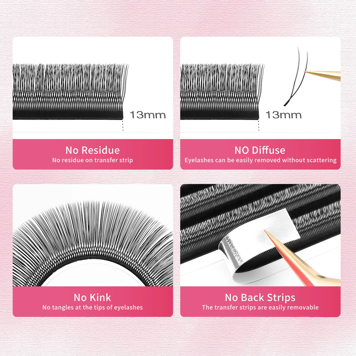 XIUSUZAKI U Shaped Parallel Flower Eyelashes Extensions Matte Black Natural Double Tips 2D YY Lashes Premade Fans Volume Lash