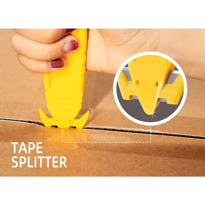 Safety Box Cutter Knife Of Recessed Concealed Stainless Steel Blade, Package Opener Plastic Cutter For Box, Carton,1pcs