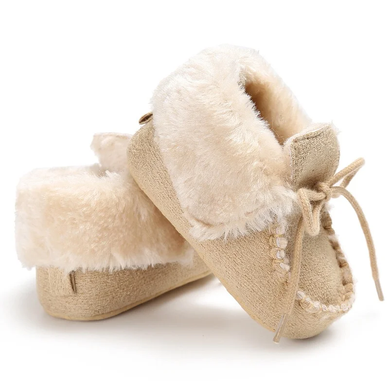 Sapatos de caminhada de algodão para bebê da origem com sola macia, botas de neve quentes de outono e inverno, sapatos de caminhada confortáveis para bebês