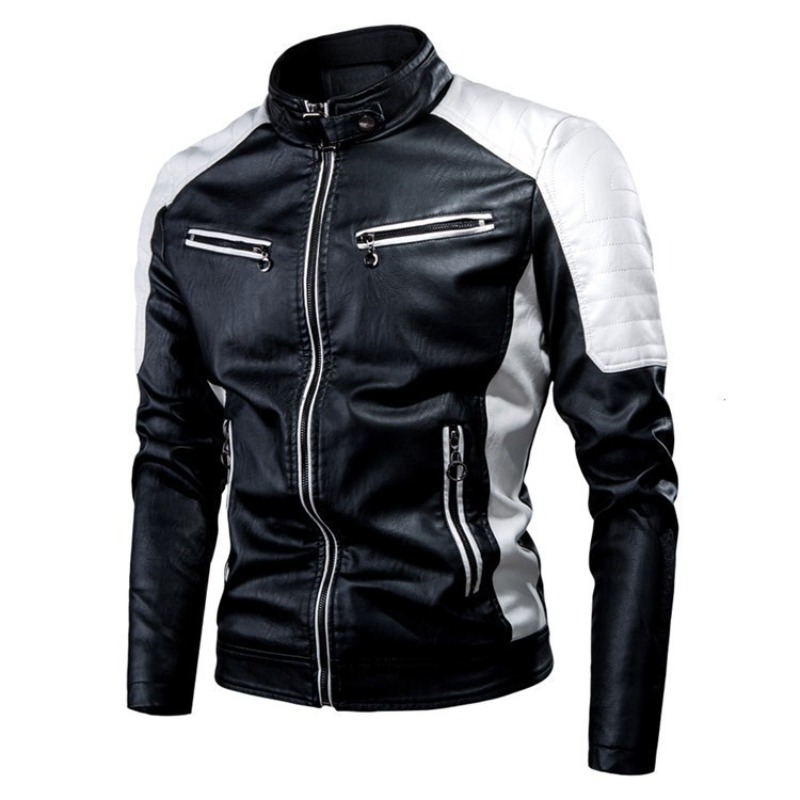 Männer Stehen Kragen Motorrad Leder Jacken Slim Fit PU Leder Mäntel Qualität Neue Mode Männlichen Herbst Casual Leder Jacken 5XL