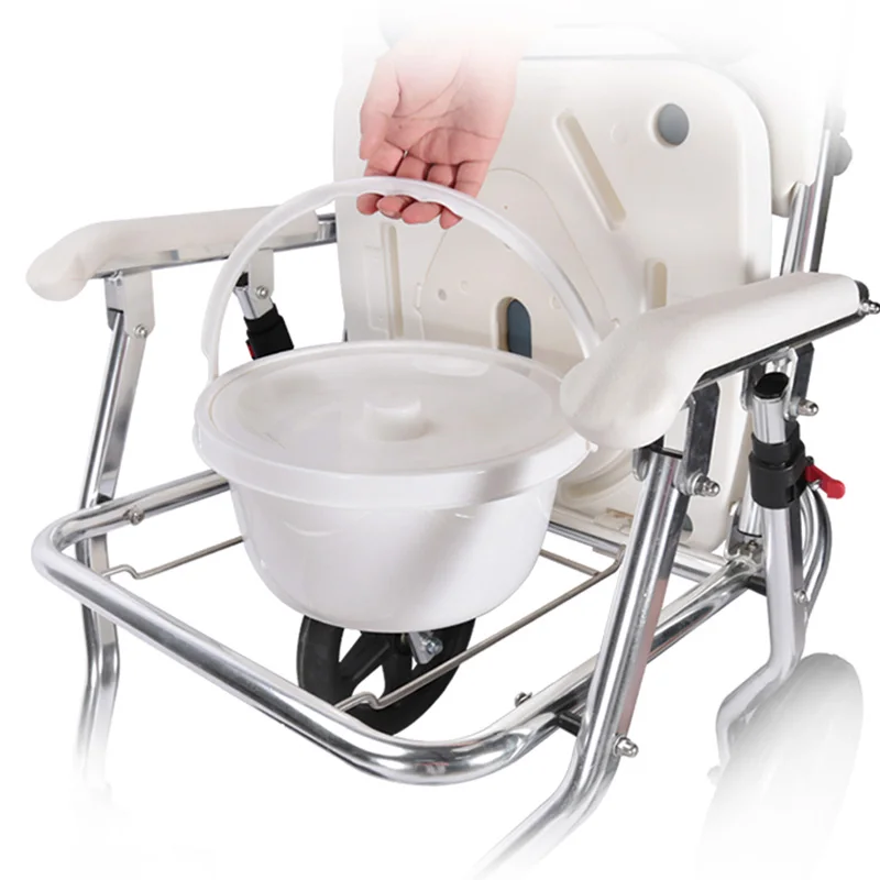 Asiento de elevación portátil, silla geriátrica reclinable móvil con bandeja, asiento cómodo con ruedas, Krzesło Prysznicowe Walker