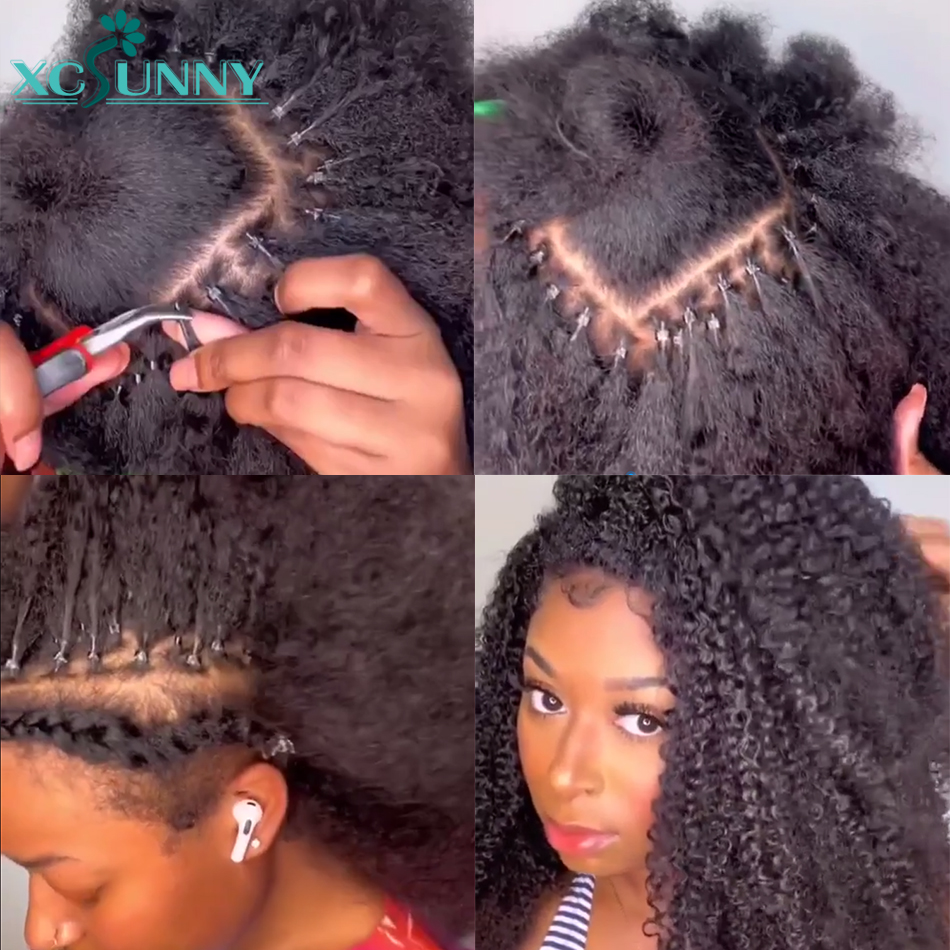 黒の女性のためのカーリーチップマイクの人間の髪の毛、バームチップ、ヘアエクステンション、iヒント