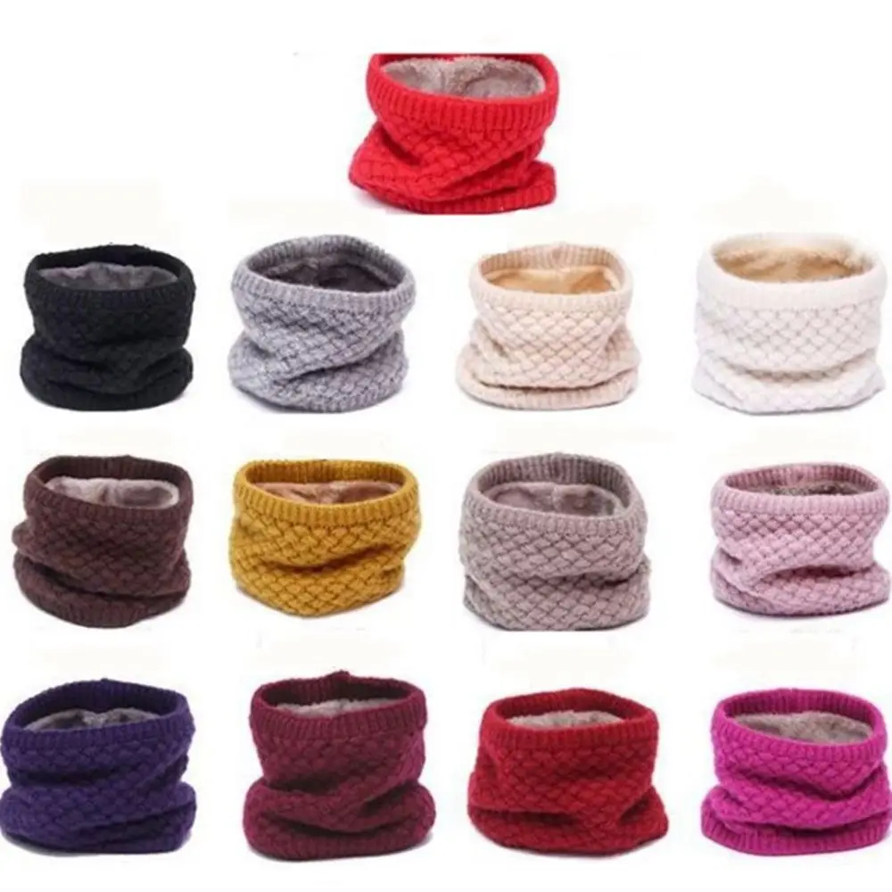 Mulheres homens de malha pescoço cachecóis inverno quente grosso velo dentro de lã colar anel cachecol elástico malha cachecol snood neckerchief