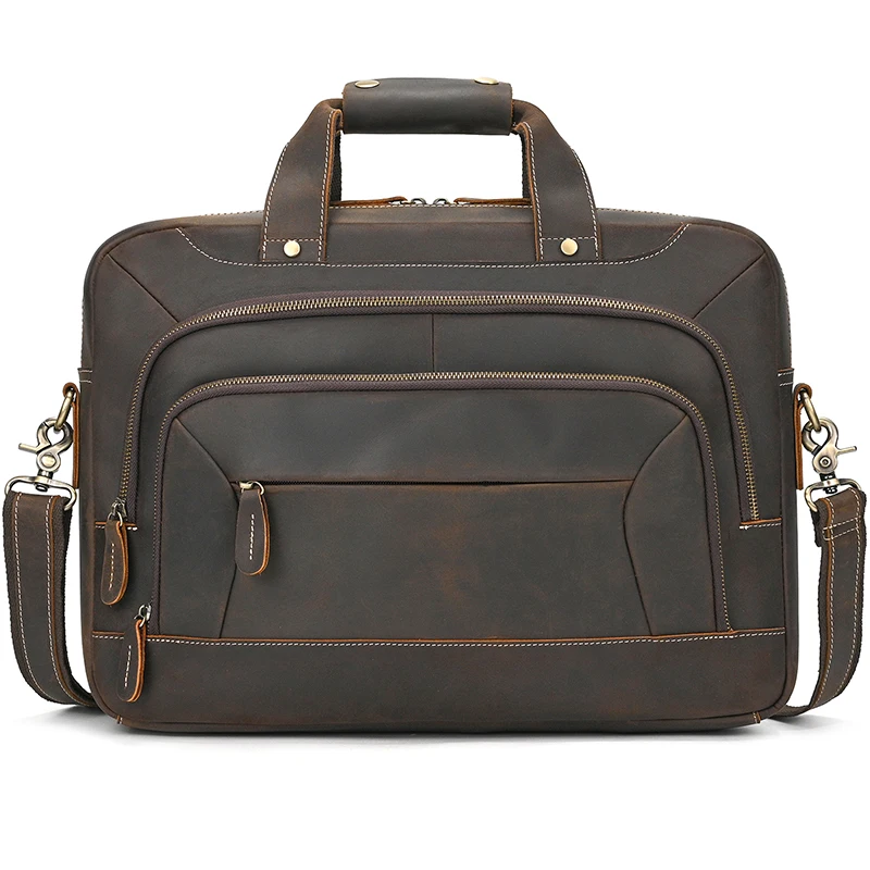 2025 New Arrivals Men Bags Genuine Leather Shoulder Bag Laptop Briefcase Bag For Men Male Vintage Shoulder Bag Large Size 15 16