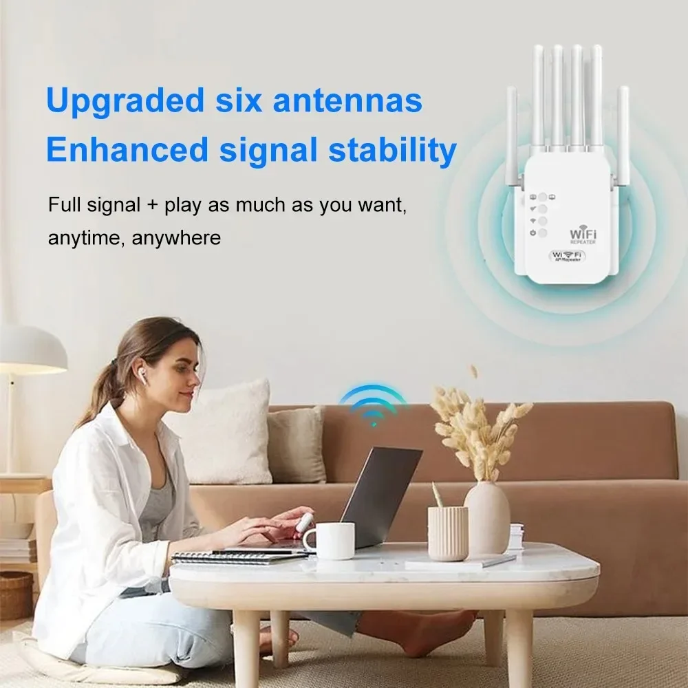 Repetidor WiFi inalámbrico de 1200Mbps, enrutador WiFi de doble banda 2,4G 5G, extensor de señal WiFi, amplificador WiFi de largo alcance, amplificador WIFI