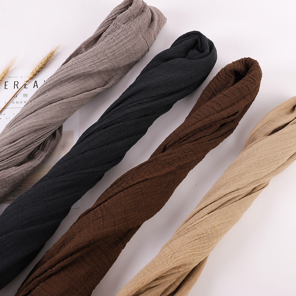 Novo design outono inverno feminino cachecol quente simples sólido linho algodão xales muçulmanos lenço envoltório cabeça cabelo pashmina stoles