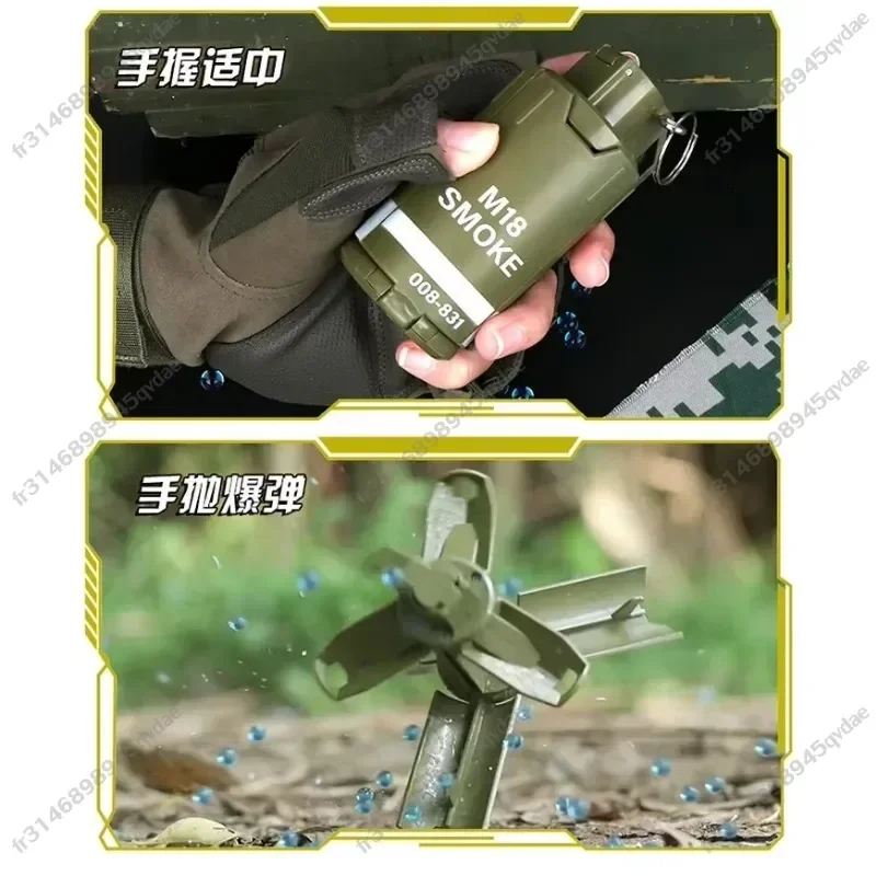 Outdoors Fun Kids Toys Funny Gift M18 Hand Grenade Pump Thrown Plastic Explosion Pump for 6mm-8mm Water Gel Ball Airsoft 6mm Bb