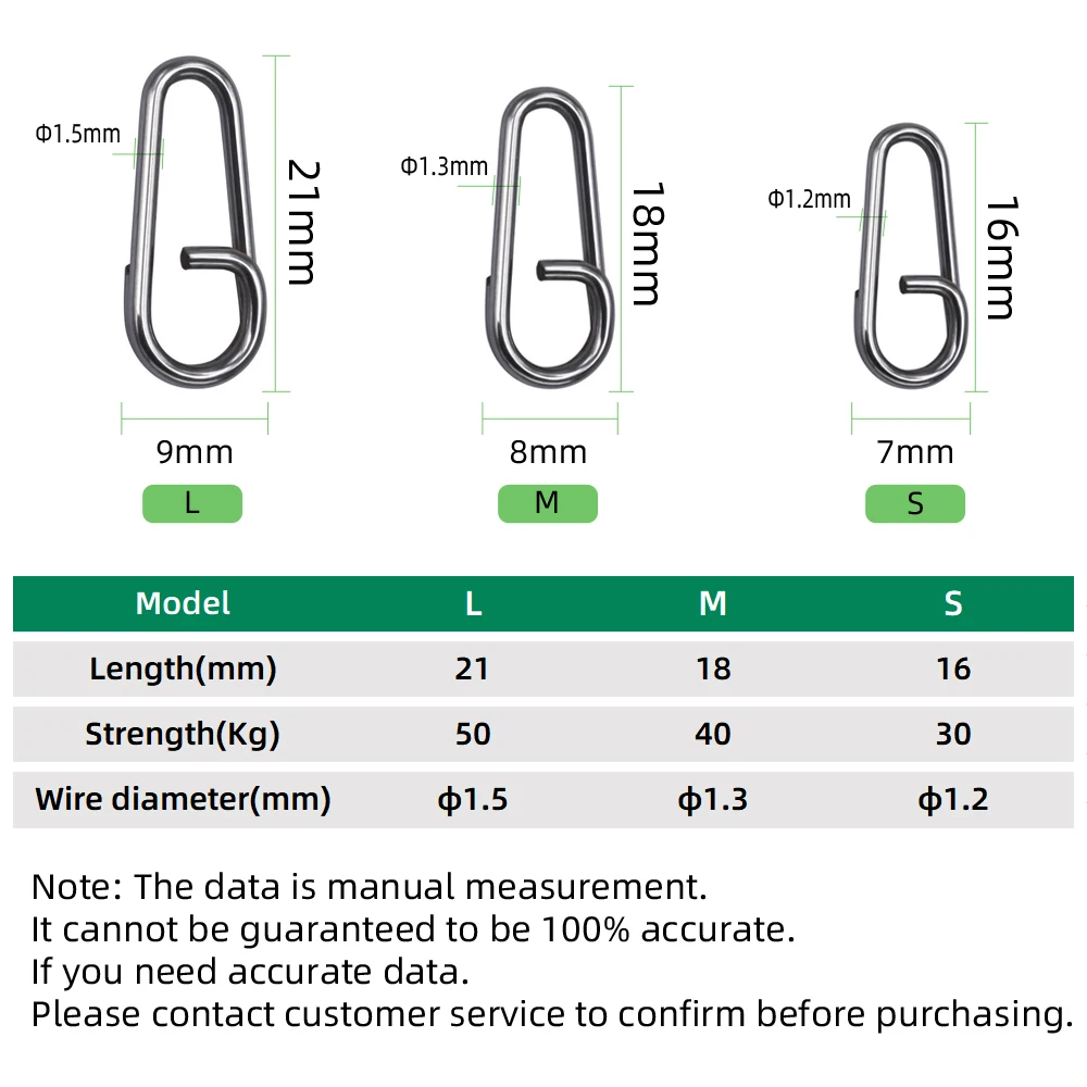 Dndyuju 20-100 pçs de aço inoxidável dobrado morto oval split anéis loop isca conector de pesca gancho snap isca falsa giratória snap