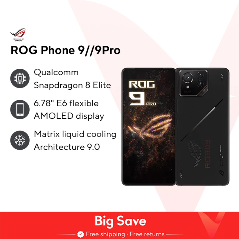 Weltpremiere ASUS ROG Phone 9 5G Smartphone Snapdragon 8 Elite 6,78'' 185 Hz AMOLED-Display ROG 9 Pro 5800 mAh NFC-Handy