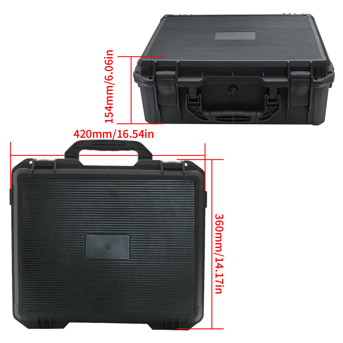 Waterproof and Durable Black Camera/tool Suitcase, Customizable Foam Interior, Portable, Safe Storage Case, Shock Resistant Case