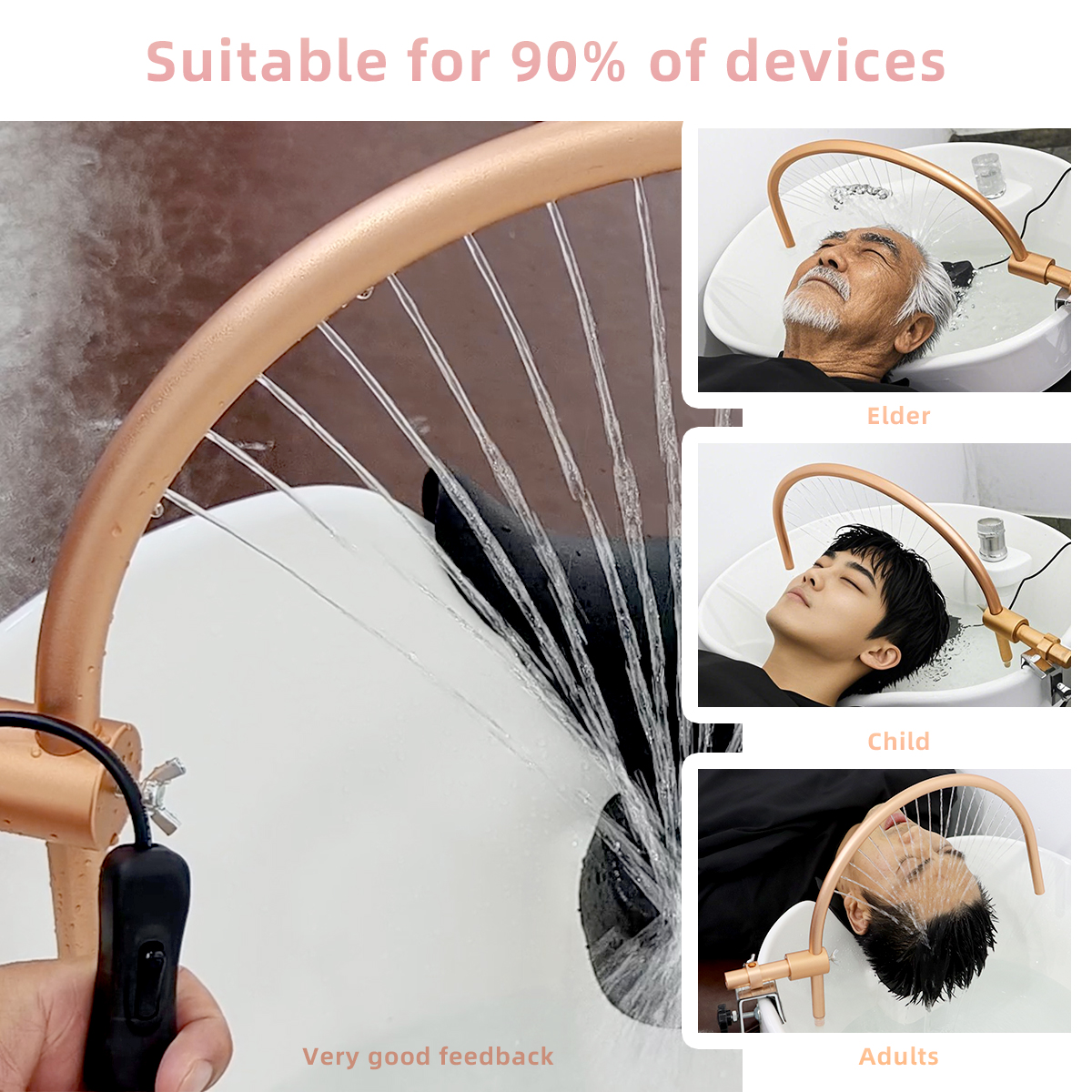 YOyo Plus Profissional Cabeça de Salão de Cabeleireiro Spa Chuveiro Equipamento de Massagem - Bomba de Cama para Lavagem de Cabelo com Saída de Água para Cabeça