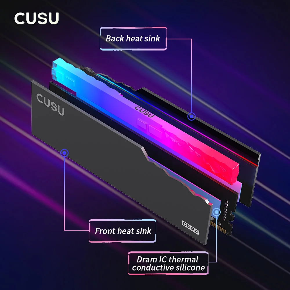 CUSU Memoria Ram DDR4 16gb 3200gb 3600mhz Rgb DDR4 8gb 288pin UDIMM Memoria Ram de doble canal para computadora de juegos diy