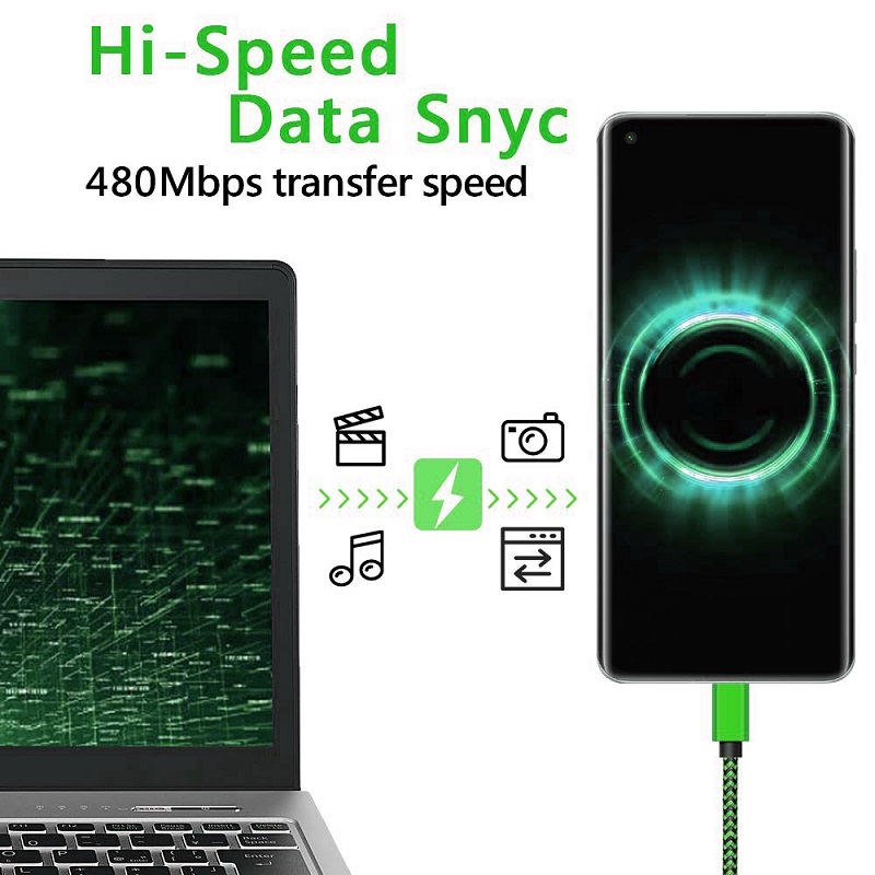 USB 유형 C 케이블 2.4A 삼성 화웨이 Xiaomi 안드로이드 휴대 전화 액세서리에 대한 빠른 충전 나일론 꼰 와이어 충전기 케이블