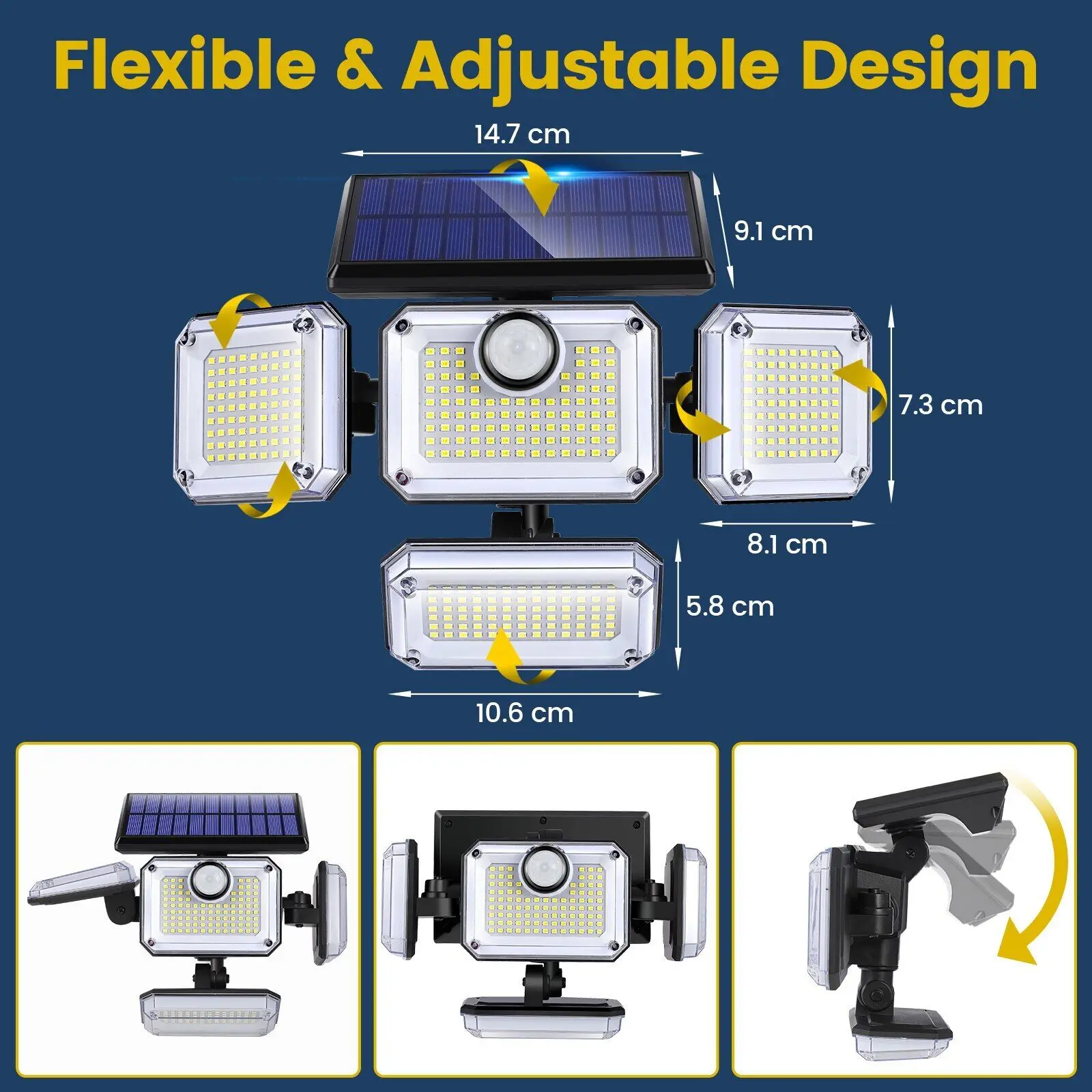 Sensore di movimento per luce esterna ad energia solare impermeabile 2000LM 333 Faretti per lampione di sicurezza a LED per la decorazione del giardino