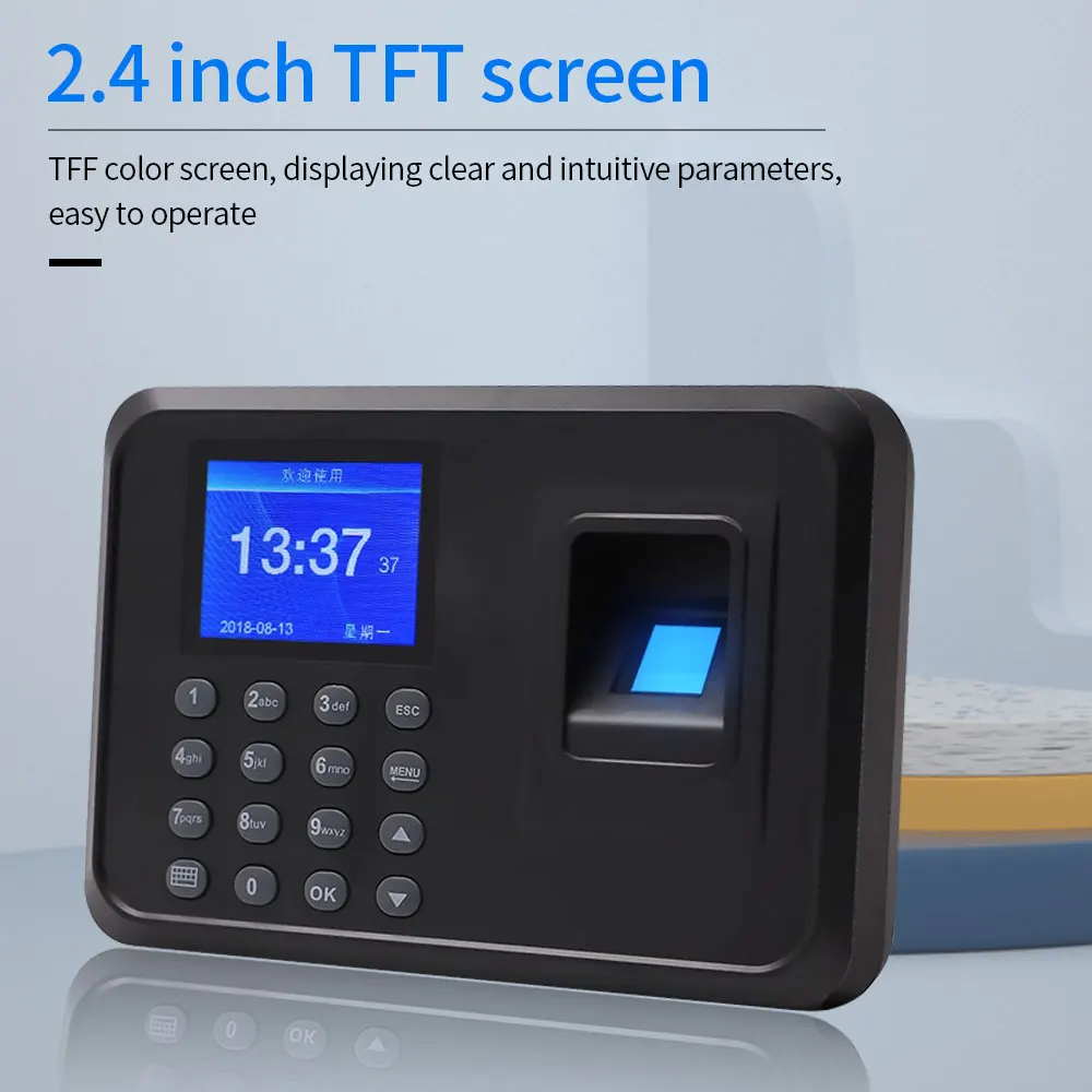 A5 Biometrische vingerafdruk Werknemer Tijdregistratie Slimme prikklok Recorder Apparaat USB-gegevensbeheer