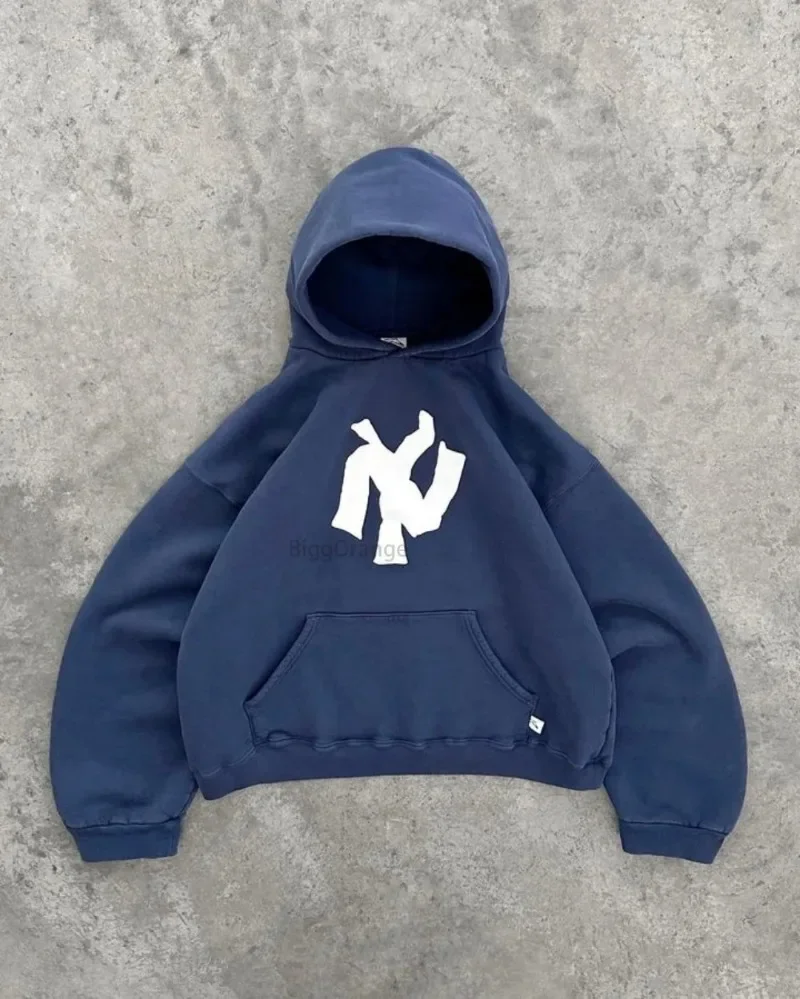 パーカープルオーバートレーナー Y2K ストリート新原宿ヒップホップレトロレターパターン高品質パーカー婦人服
