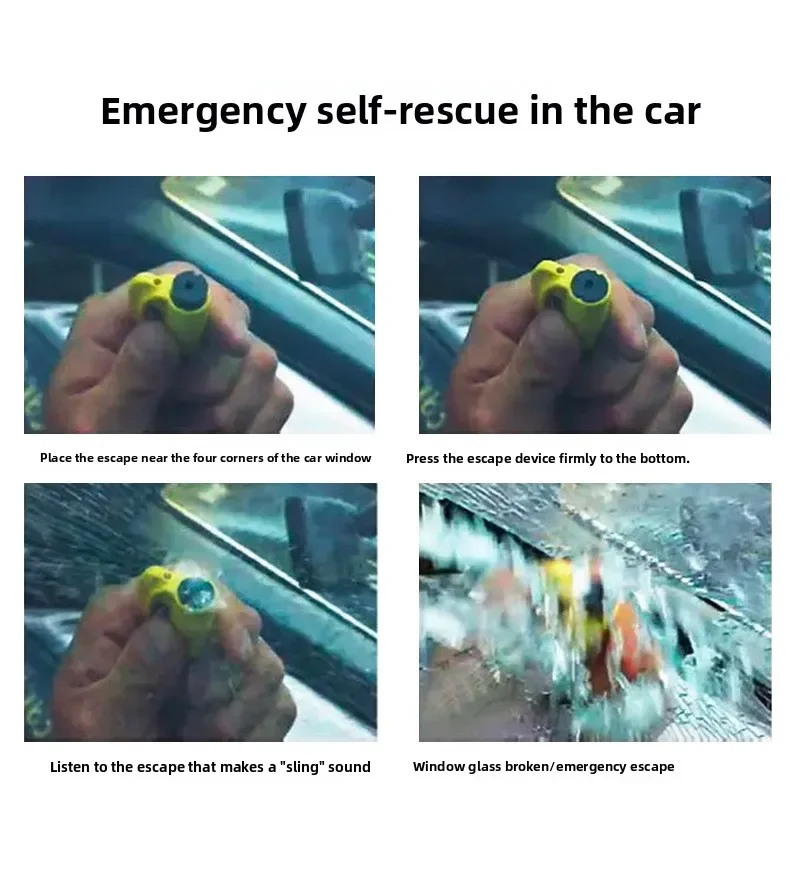 Martelo de segurança 3 em 1, ferramenta de resgate de emergência para carro, escapamento de janela, cortador de cinto de segurança, martelo compacto de emergência, ferramenta de fuga