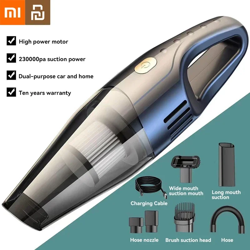 Xiaomi Youpin-aspiradora de coche, Miniaspiradora inalámbrica de mano de alta potencia de 120W, fuerte succión, doble uso para el hogar y el coche, nuevo