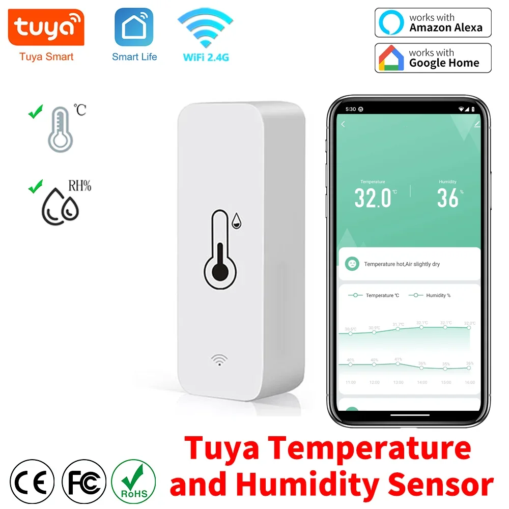 Термометр Smart Life Tuya, датчик влажности, приложение Wi-Fi, удаленный монитор для умного дома
