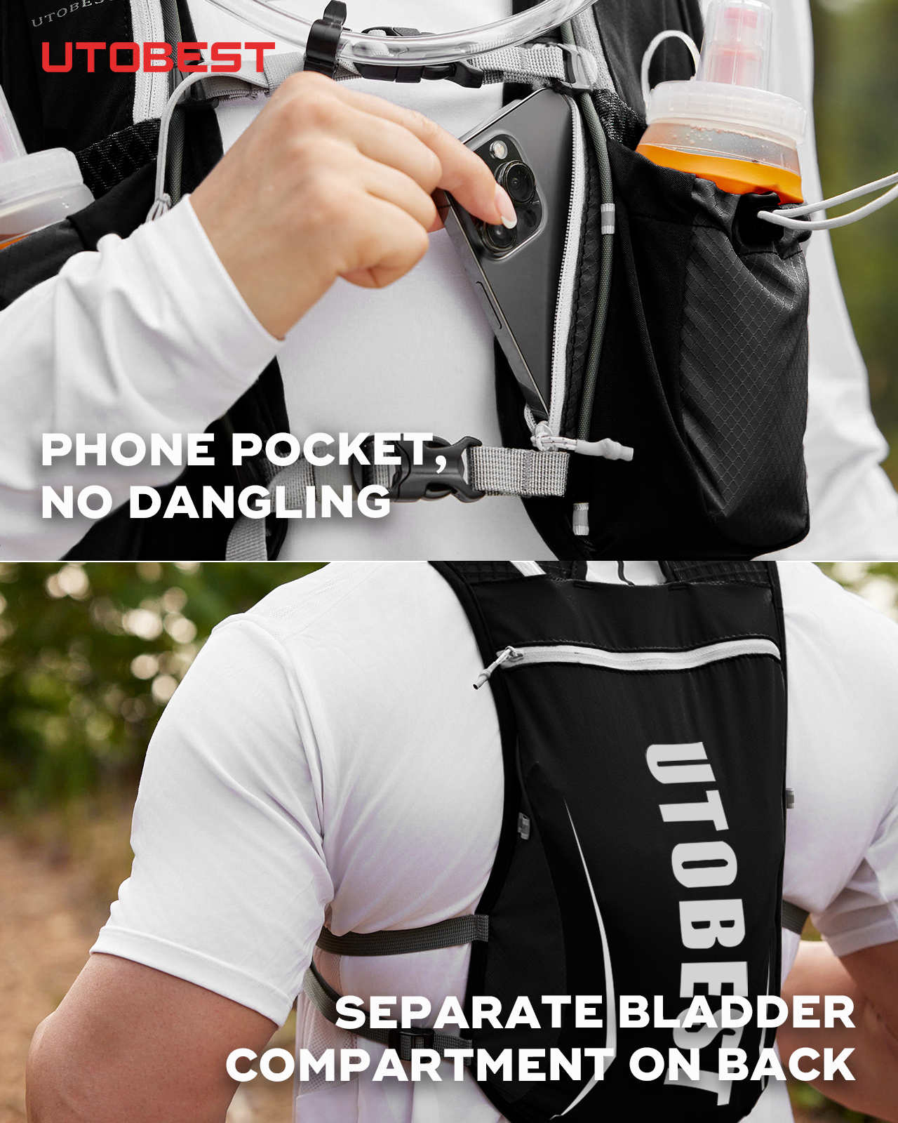 UTOBEST-mochila ultraligera para correr, chaleco de hidratación transpirable, paquete funcional para maratón, ciclismo y senderismo, 5l