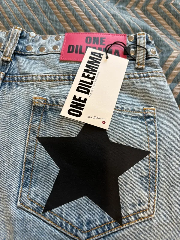 Y2k ONE DILEMMA Sterne Drucken Jeans Hip Hop Streetwear Baggy Denim Hosen Niedrige Taille Jeans Harajuku Amerikanischen Stil Frauen Kleidung