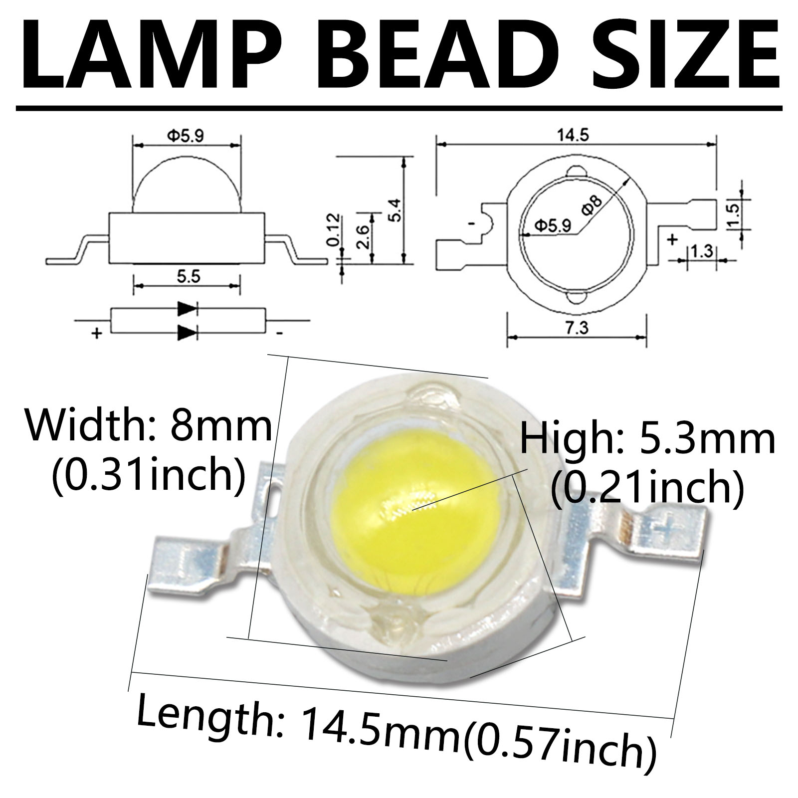 50 stücke 1 W 3 W High Power LED Leuchtdiode LEDs Chip SMD Weiß Gelb Warm/Neutral/kalt weiß Für SpotLight Downlight Lampe