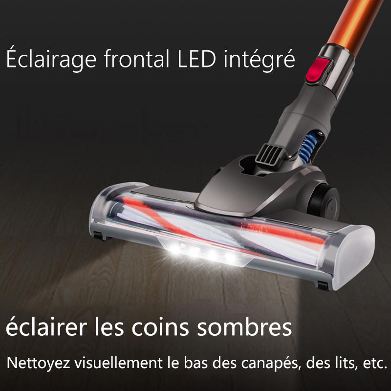 Aspirateur à main sans fil 20kPa, aspiration puissante, double moteur, éclairage LED, batterie détachable, nettoyeur de poussière domestique sans fil