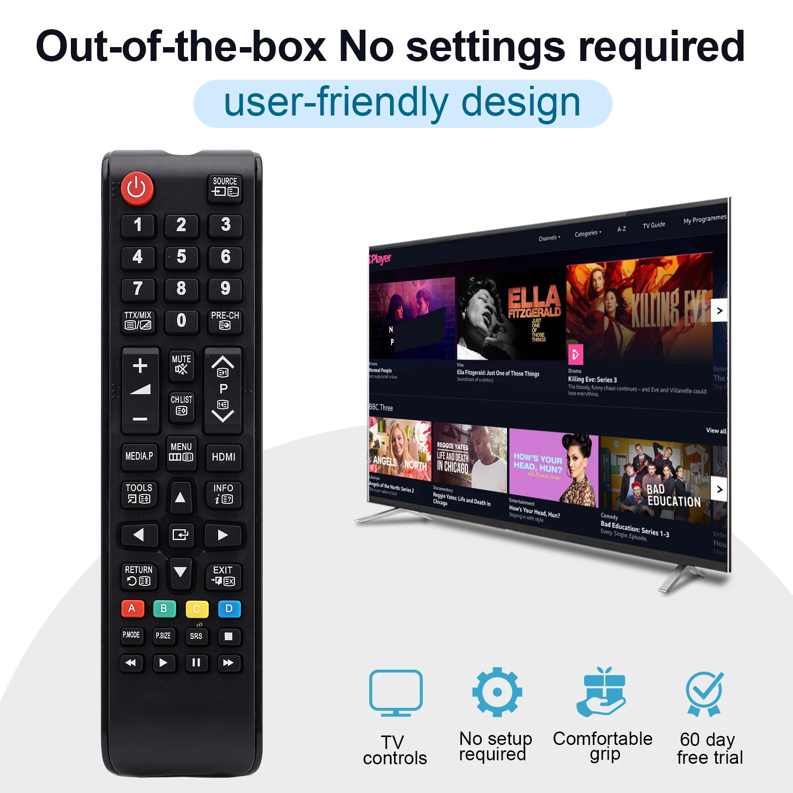 Universal für Samsung-TV-Fernbedienung, Pinter für Samsung Smart TV – LED-LCD-HDTV QLED Suhd Uhd 4K 3D-Fernseher