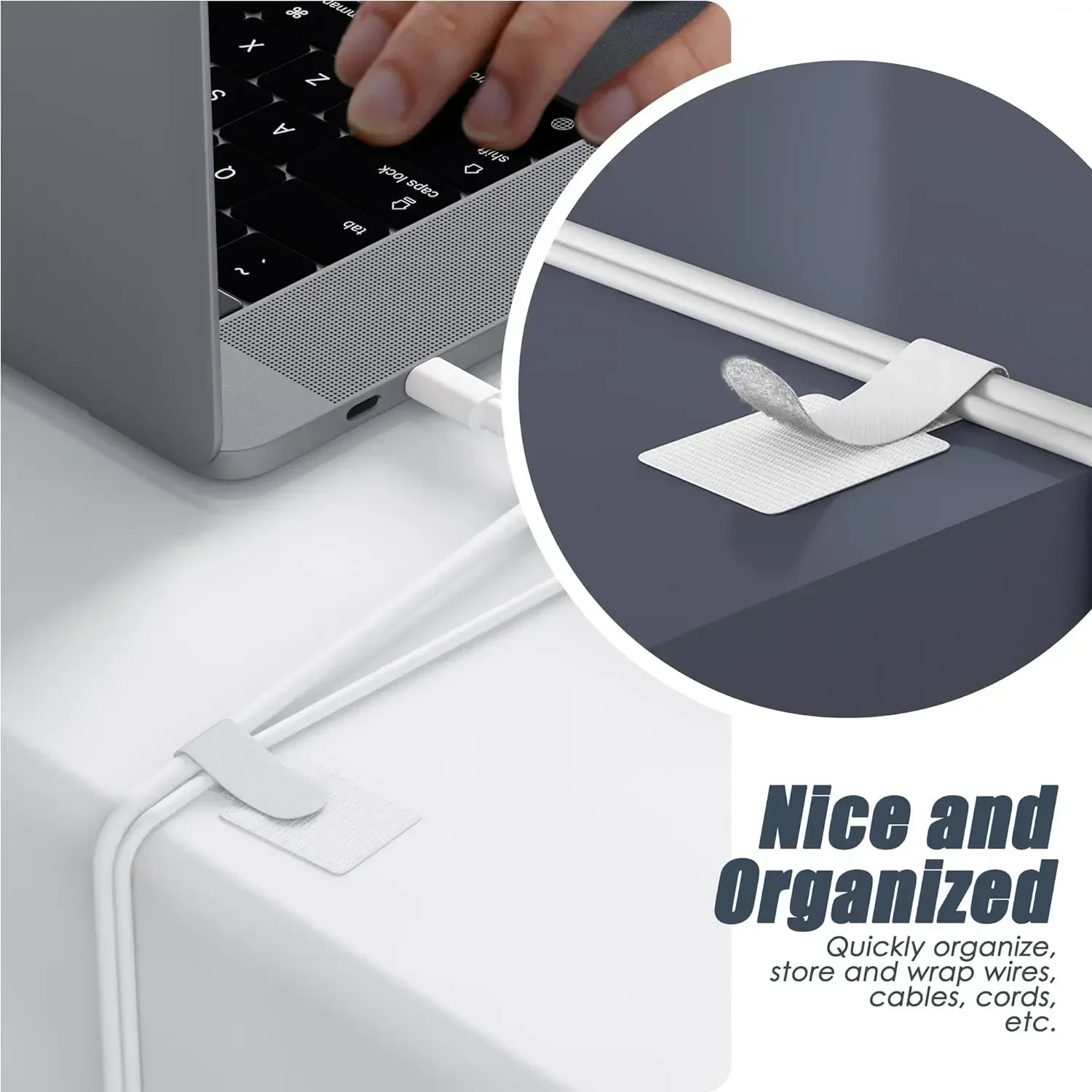 ใหม่ReusableสายผูกVelcro Ties Self-Adhesiveสายไฟผู้ถือสายปรับสายไฟDesktop Organizer Manager