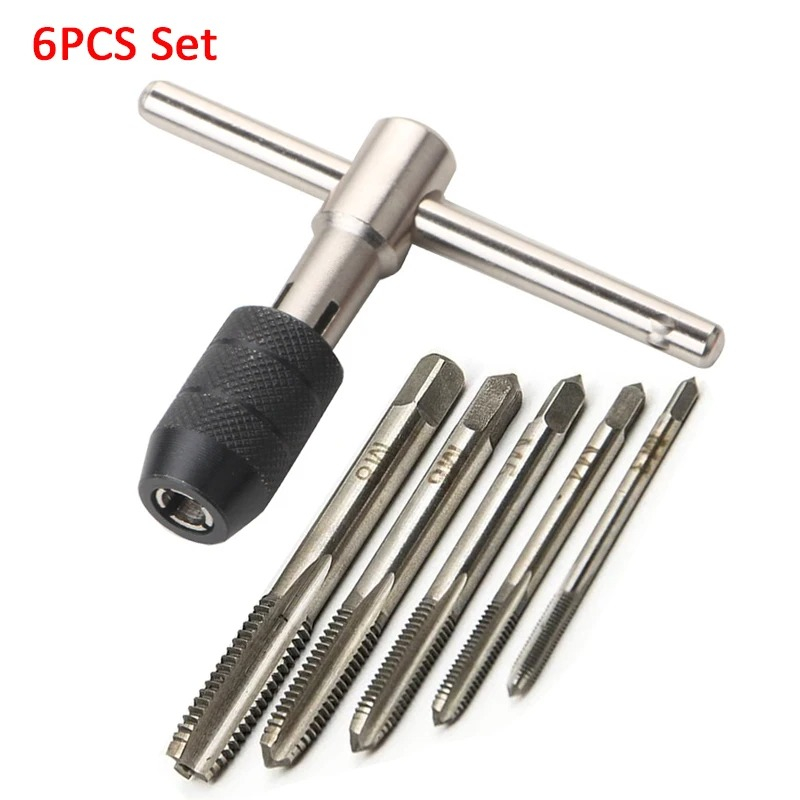 Llave de grifo en T portátil, herramienta de roscado M3 M4 M5 M6 M8, soporte para destornillador, herramienta manual, grifos de enchufe métricos de rosca