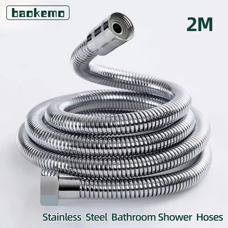 Baokemo Mangueira de chuveiro de aço inoxidável à prova de explosão, grande fluxo, resistência à compressão, 1/2 polegadas, 2M