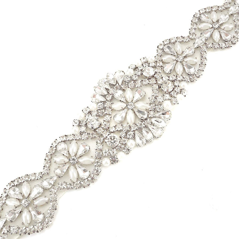 ไข่มุกเข็มขัดแต่งงานคริสตัลเจ้าสาวเข็มขัด Sliver Rhinestones ซาตินเจ้าสาว SASH สําหรับคลอดบุตรผู้หญิงงานแต่งงานชุดอุปกรณ์เสริม