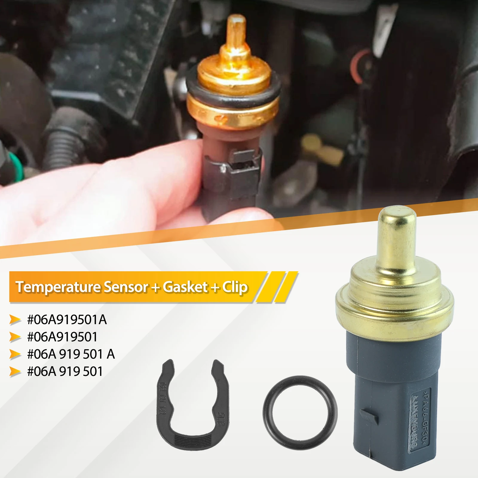 06A 919501 Um sensor de temperatura do líquido refrigerante do motor com anel O para Audi A3 A4 A5 A6 VW GOLF Seat Skoda 06A 919501   06A 919 501A 06A 919 501